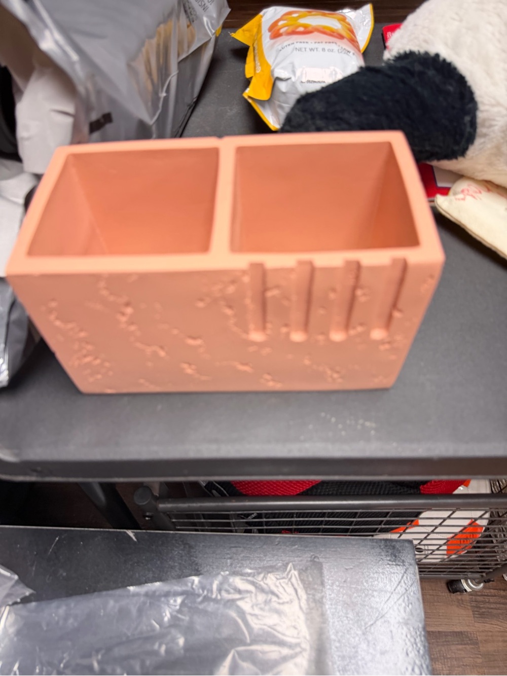 Double Compartment Desk Organizer - Peach